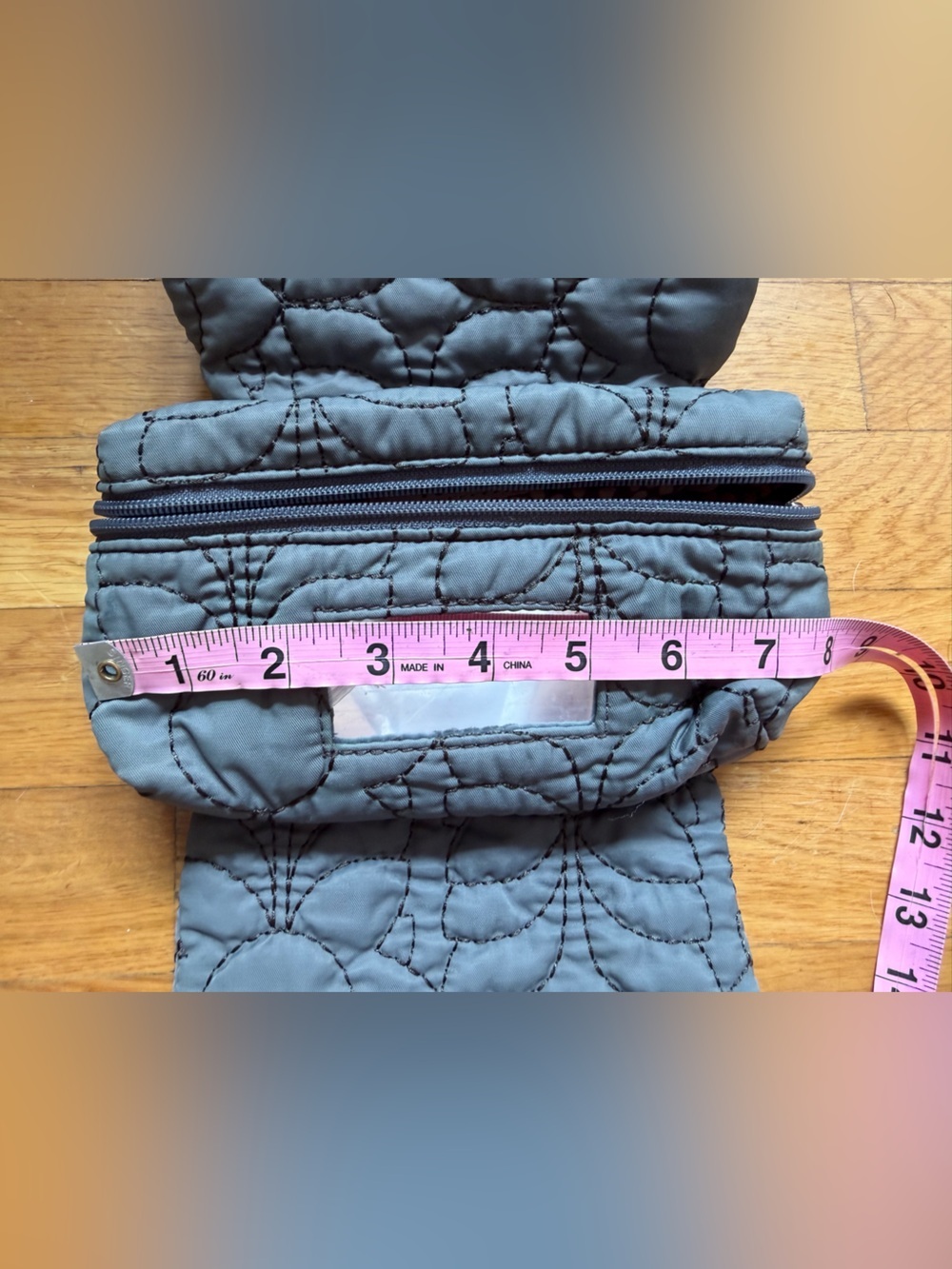 Vintage Y2K Fossil Key-Per Gray Quilted Folding Toiletry & Makeup Bag - Picture 9 of 10